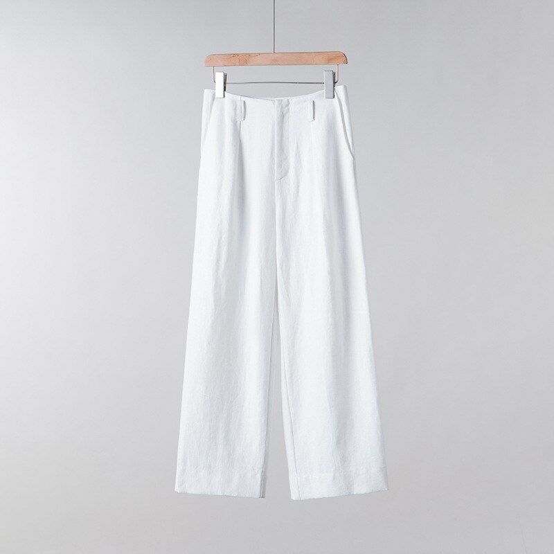 Celana Linen Lurus Pinggang Tinggi Kasual view 6
