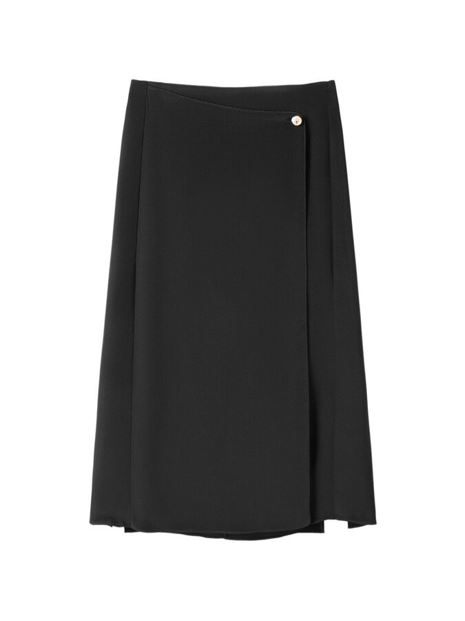 Seiden-Midirock mit hoher Taille A-Linie view 5