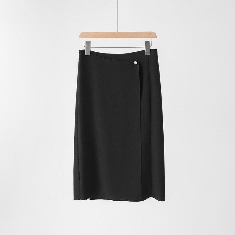 Seiden-Midirock mit hoher Taille A-Linie view 6
