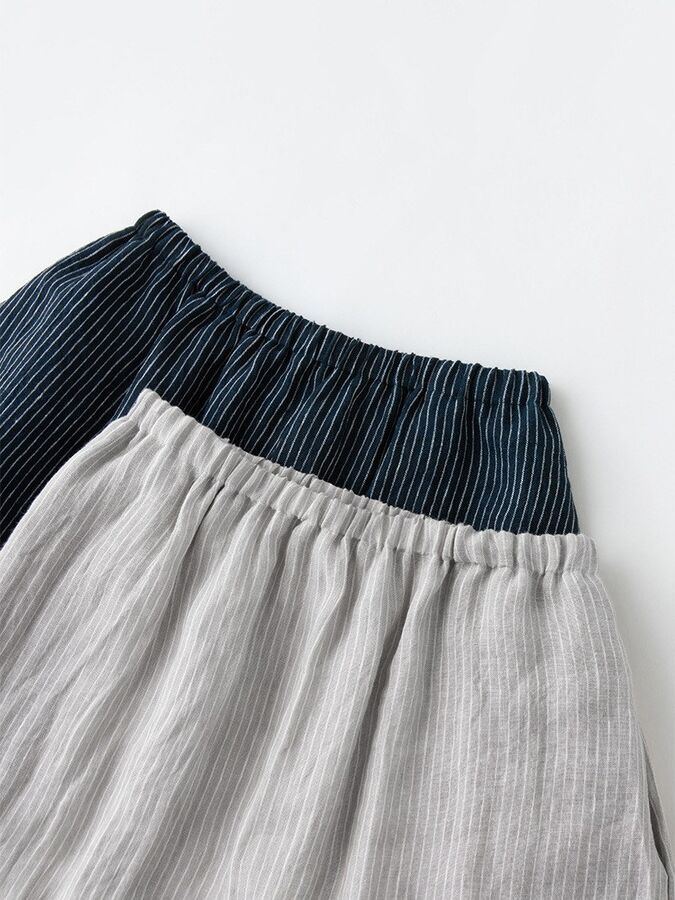 Linen Striped Midi Skirt view 2