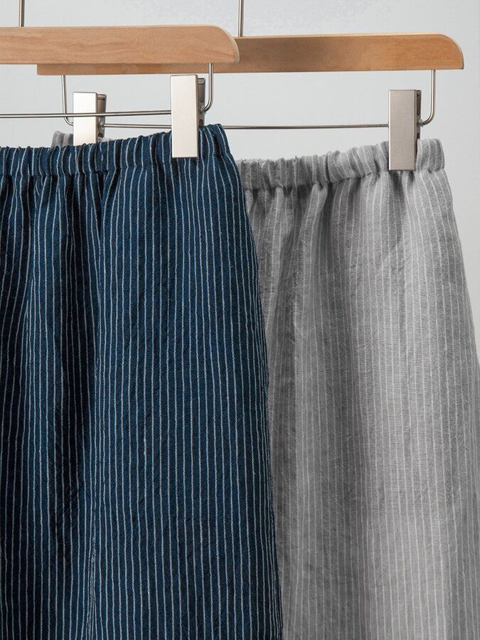 Linen Striped Midi Skirt view 3