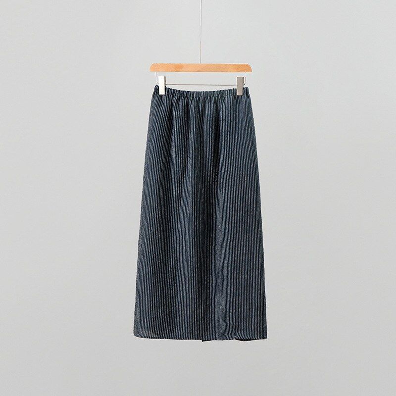 Linen Striped Midi Skirt view 6