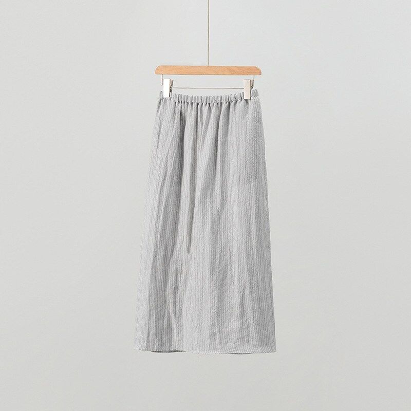 Linen Striped Midi Skirt view 7