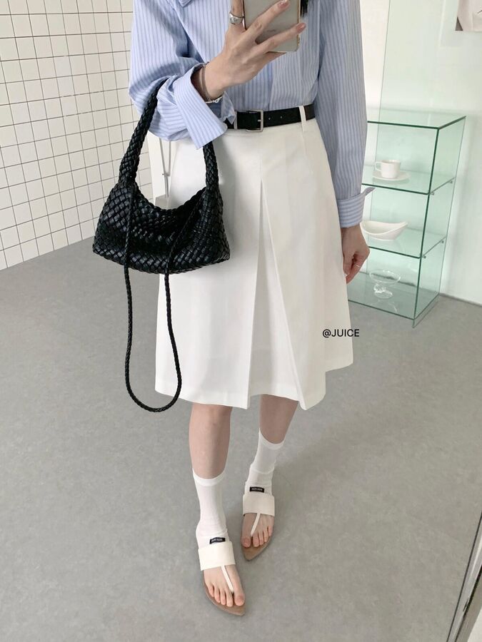 Korean office slit midi skirt