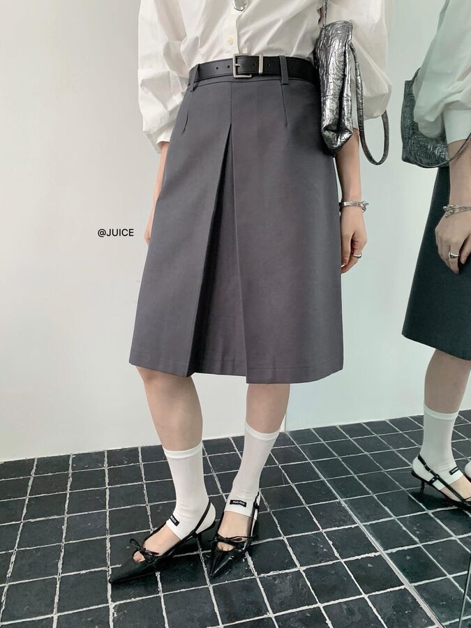Korean Office Slit Midi Skirt view 4