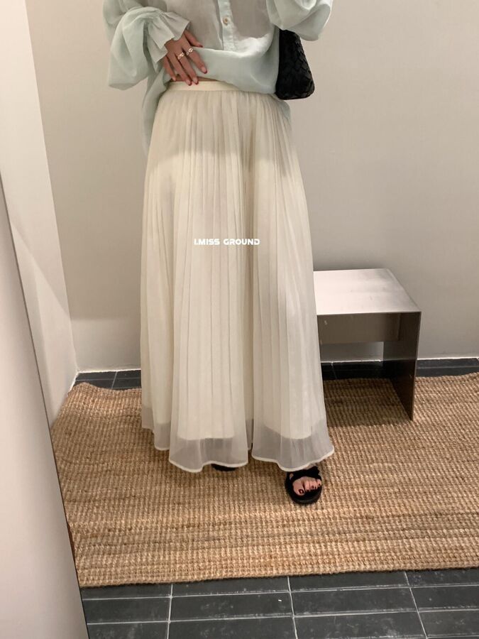 Korean Pleated Straight Midi Skirt view 2
