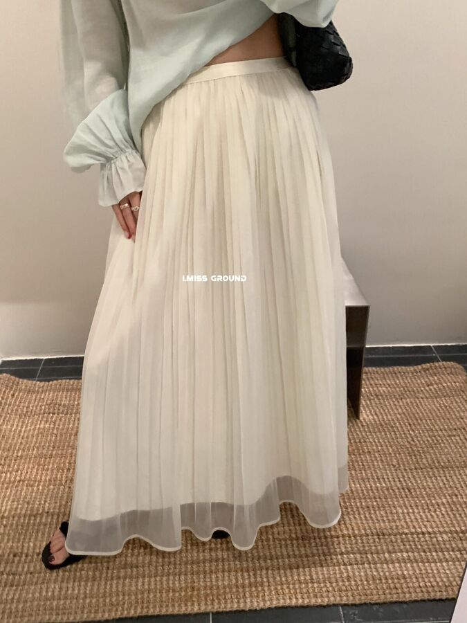 Korean Pleated Straight Midi Skirt view 3