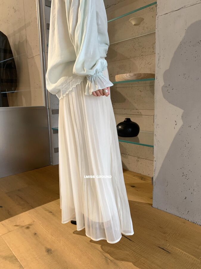 Korean Pleated Straight Midi Skirt view 5