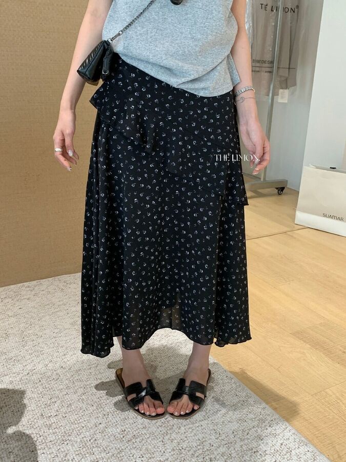 Vintage Polka Dot Ruffle Chiffon Skirt