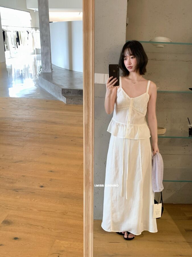 Lace Spliced Tie Straight Skirt view 2