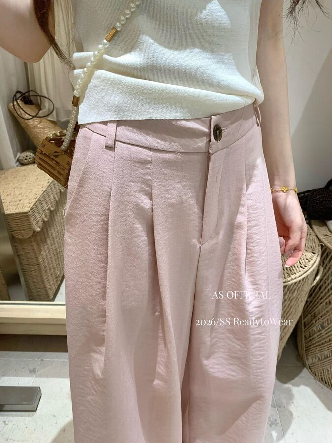 Celana Korea Plisket Kaki Lebar view 5