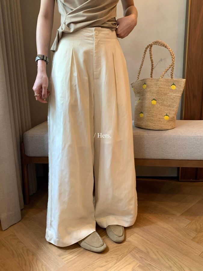 Korean lace spliced wide leg pants