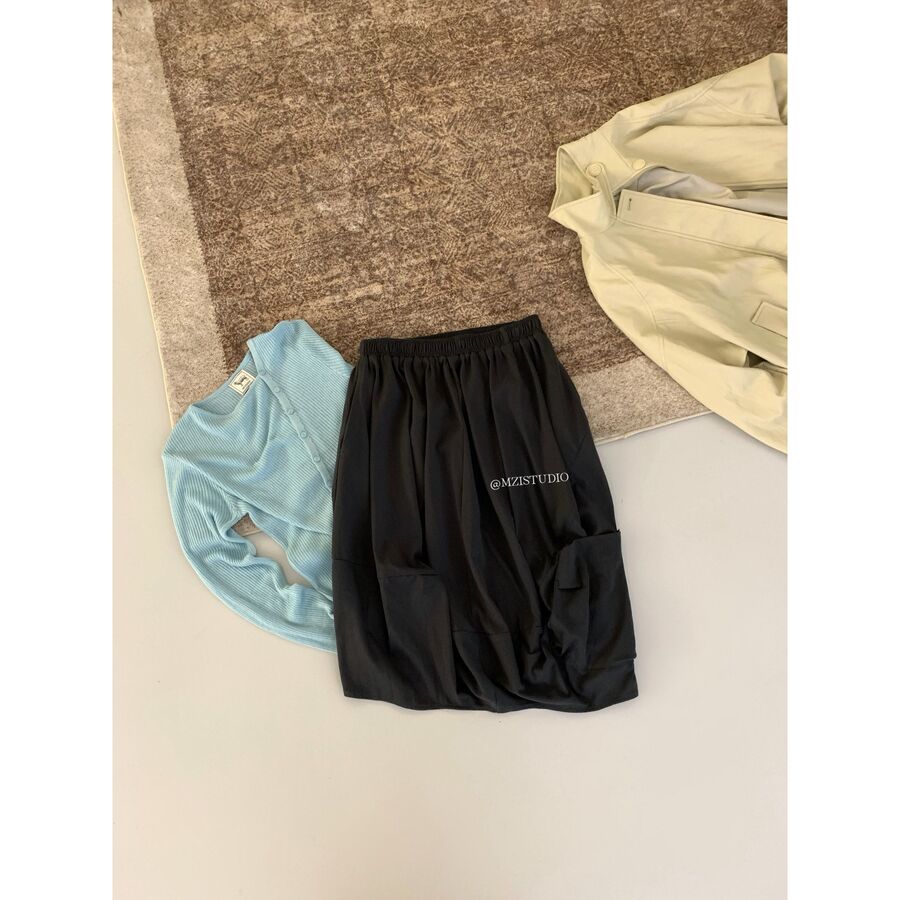 Elastic Waist Bubble Hem Skirt view 6
