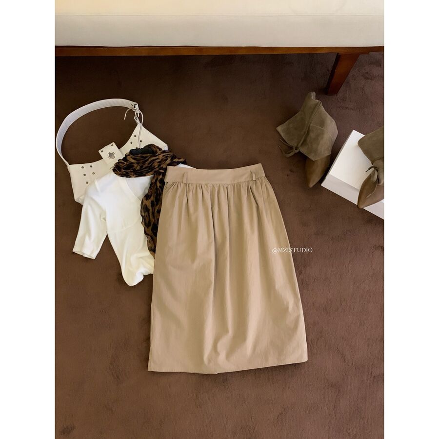 Falda Midi Plisada A-Line Coreana view 7