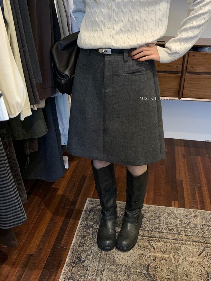 Korean office A-line blazer skirt in black, dark grey, and heather grey