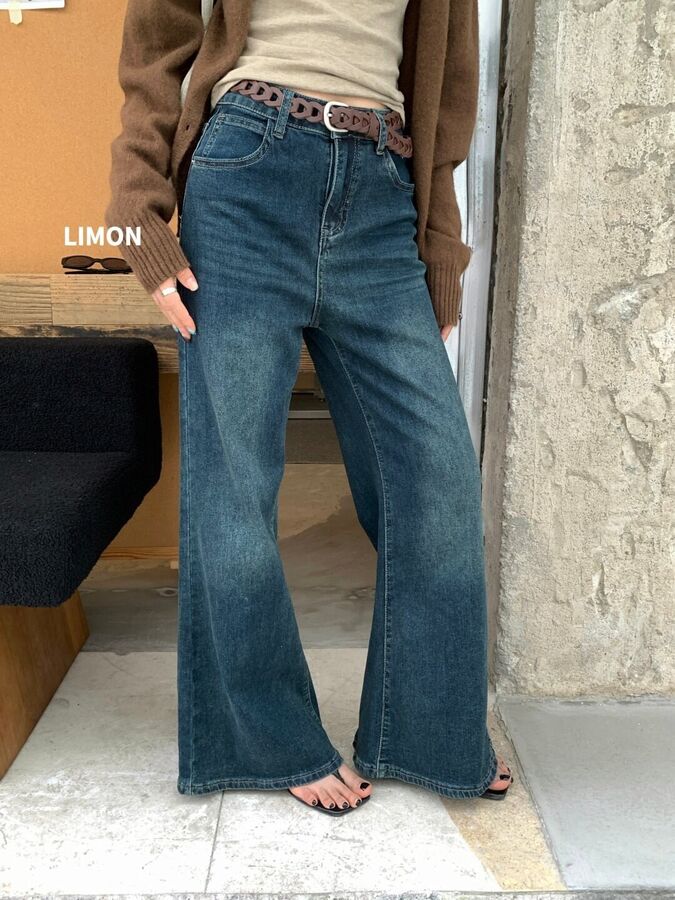 Koreanische High-Waist-Schlagjeans view 7