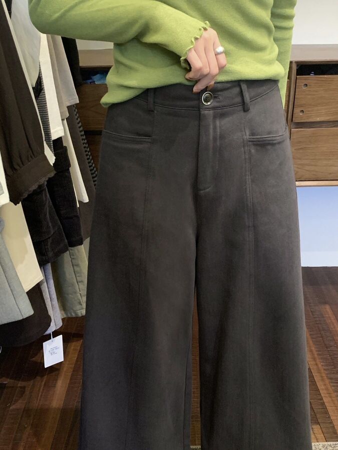 Pantalones rectos coreanos de cintura alta con polar view 2