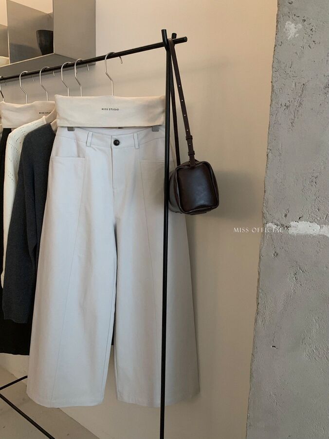 Pantalones rectos coreanos de cintura alta con polar view 6