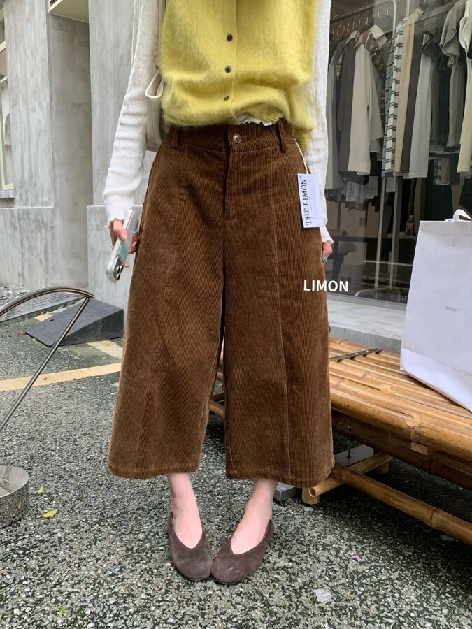 Korean Vintage Corduroy Wide Leg Casual Pants