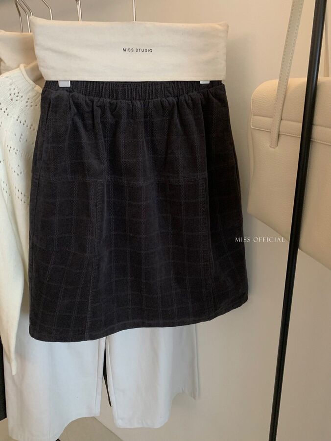 Koreanischer Vintage Cordrock mit elastischem Bund view 6
