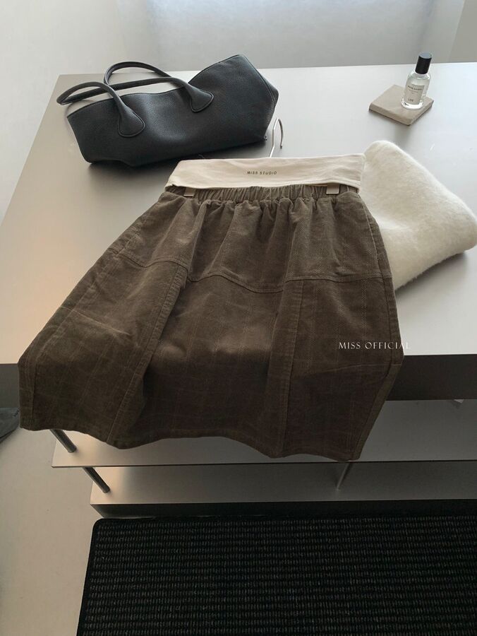 Koreanischer Vintage Cordrock mit elastischem Bund view 7