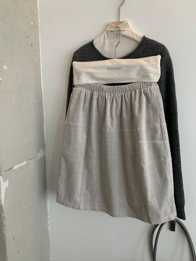 Koreanischer Vintage Cordrock mit elastischem Bund view 8