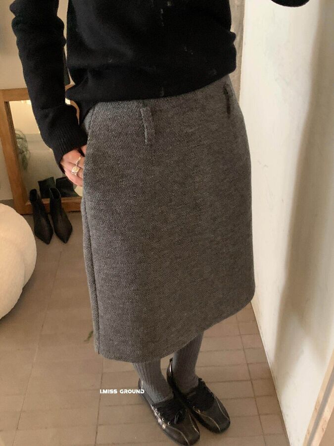 Korean Minimalist Wool A-Line Skirt