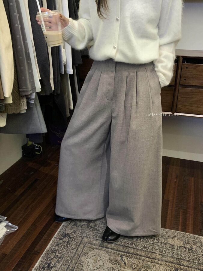 Koreanische minimalistische gebürstete Wide-Leg-Hose view 5