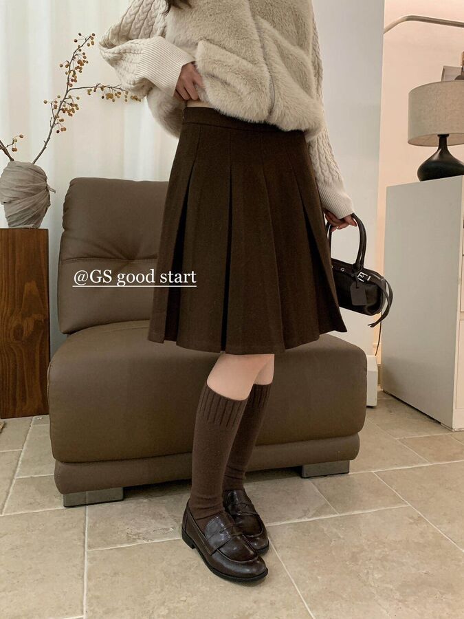 Jupe Plissée en Laine Preppy Vintage view 4