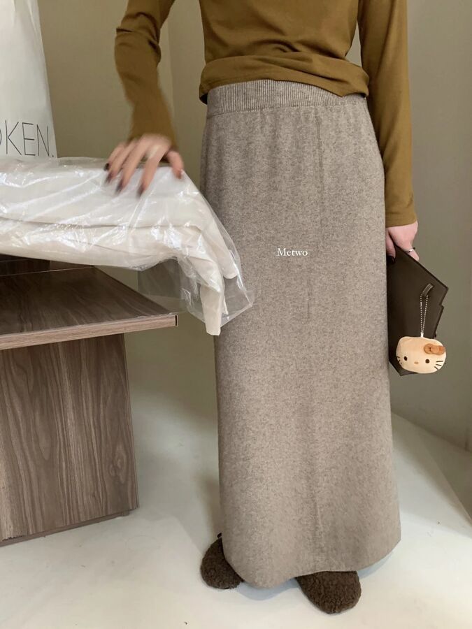 High Waist Slit Midi Skirt