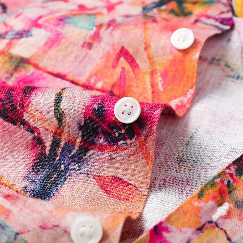 Camisa de Manga Corta con Estampado Floral Acuarela view 3