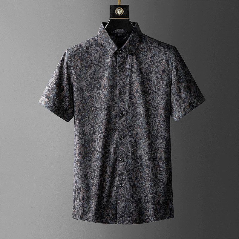 Chemise à manches courtes cachemire coupe ajustée décontractée view 7