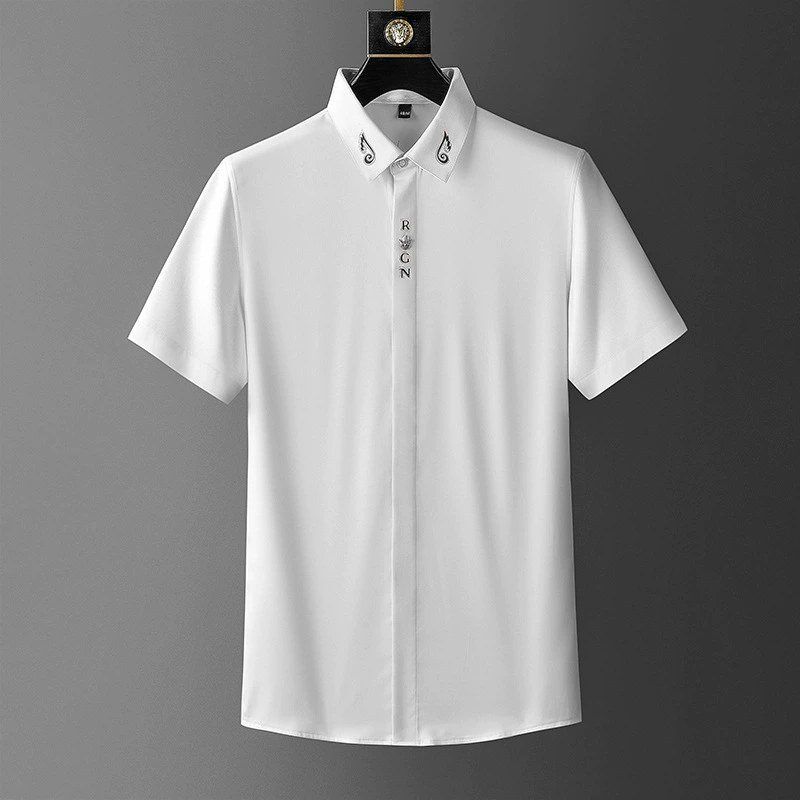 Casual Slim Fit Solid Short Sleeve Shirt view 6