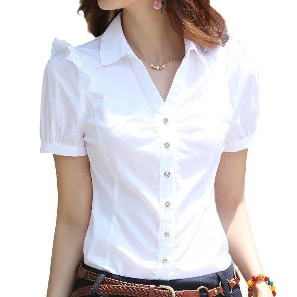 Camisa de Trabajo Coreana Slim Manga Corta view 5