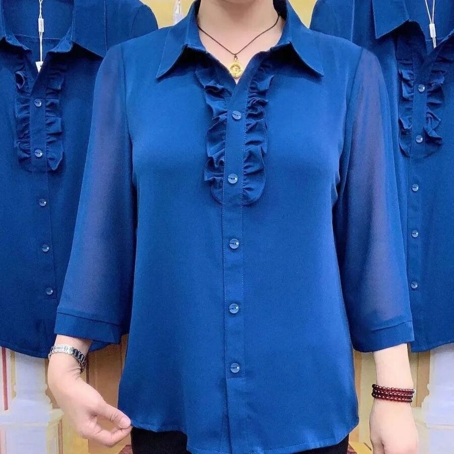 Bluse mit Polokragen und halben Ärmeln view 8