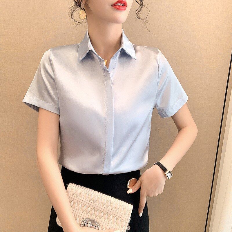 Korean White Short Sleeve Work Shirt view 3