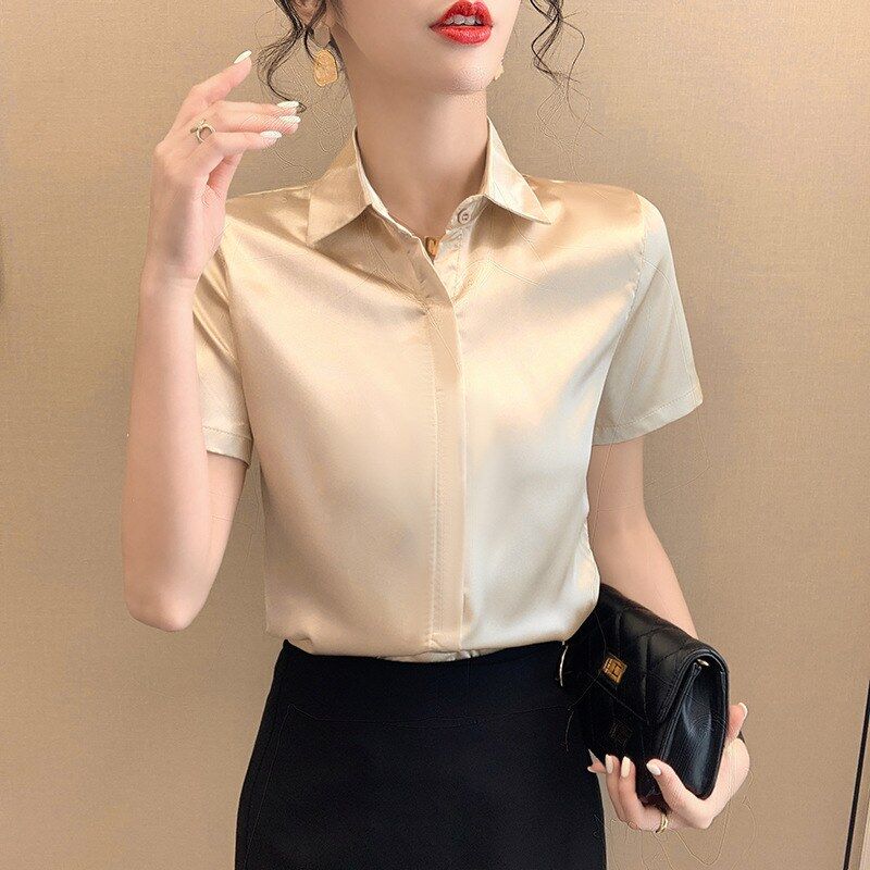 Korean White Short Sleeve Work Shirt view 4