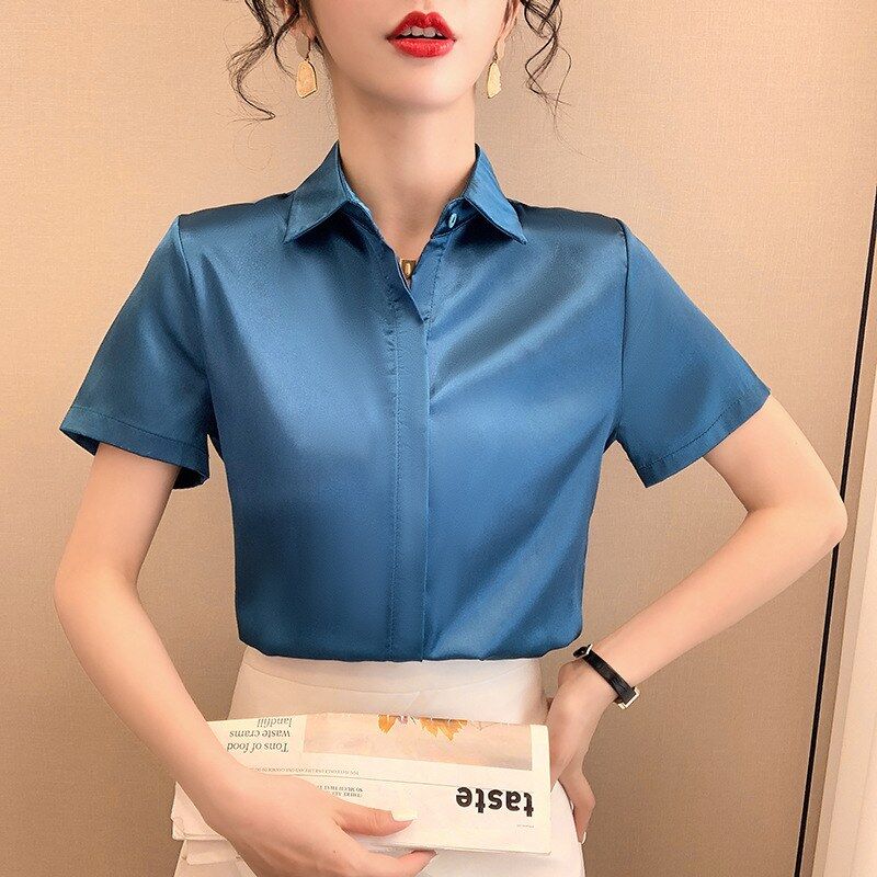 Korean White Short Sleeve Work Shirt view 7