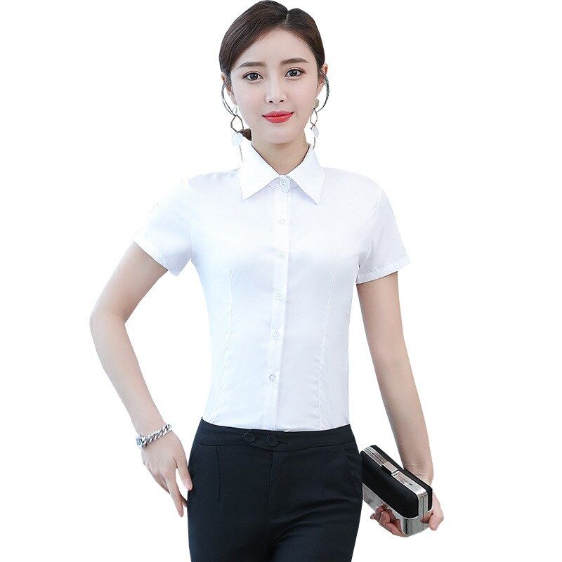 Slim White Long Sleeve Work Shirt view 5