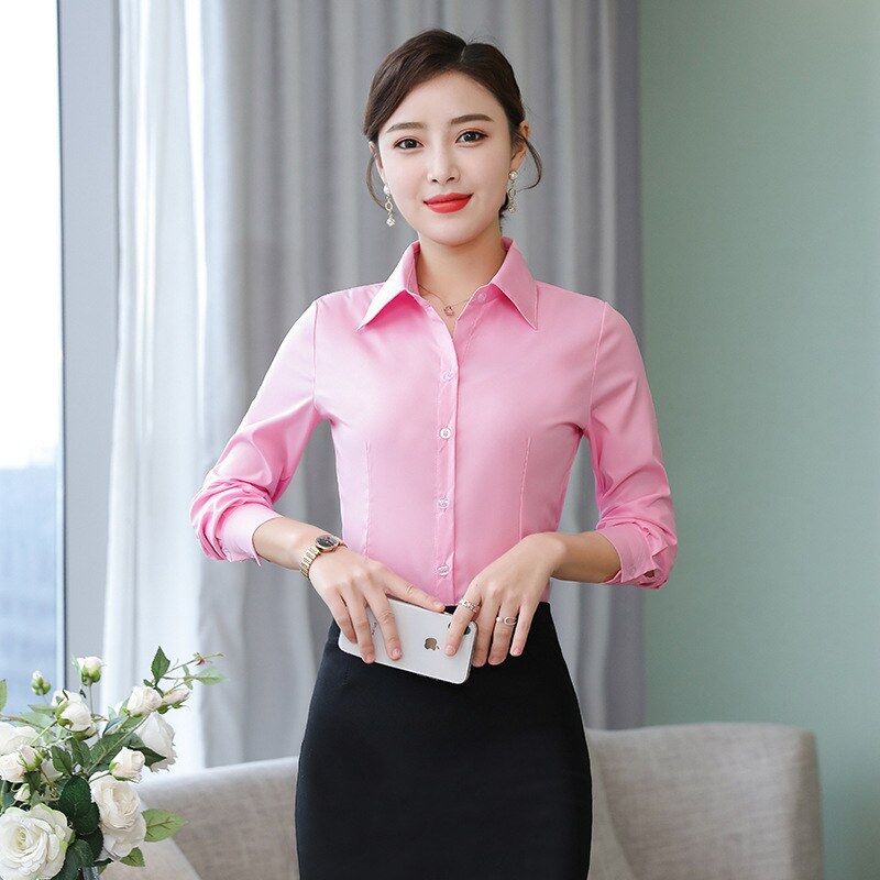 Slim White Long Sleeve Work Shirt view 8
