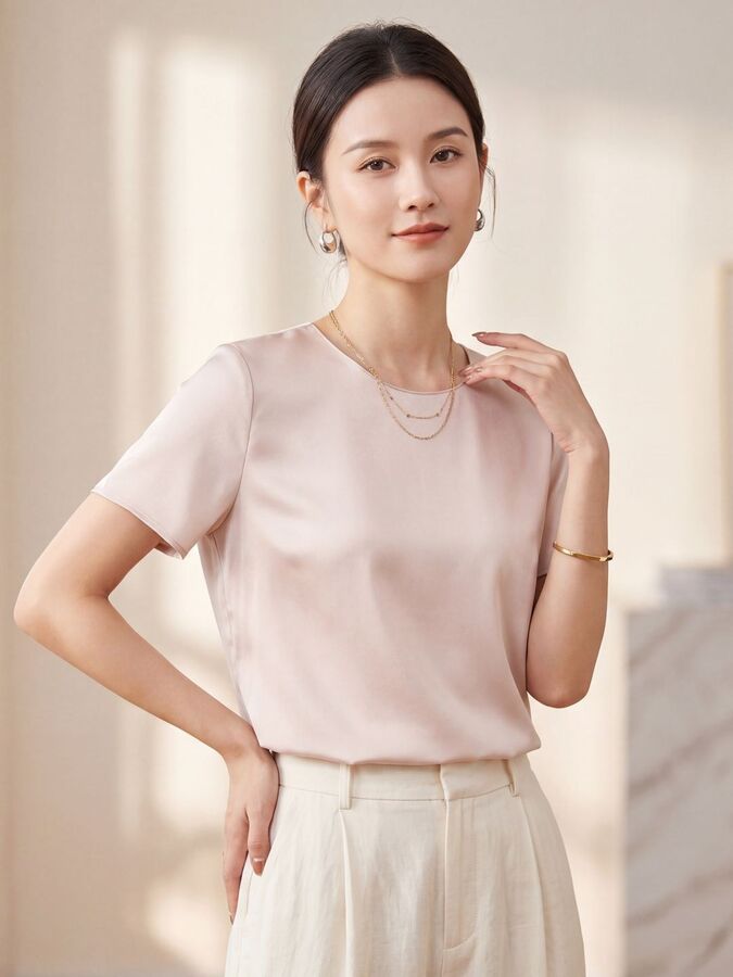 Silk Short Sleeve T Shirt