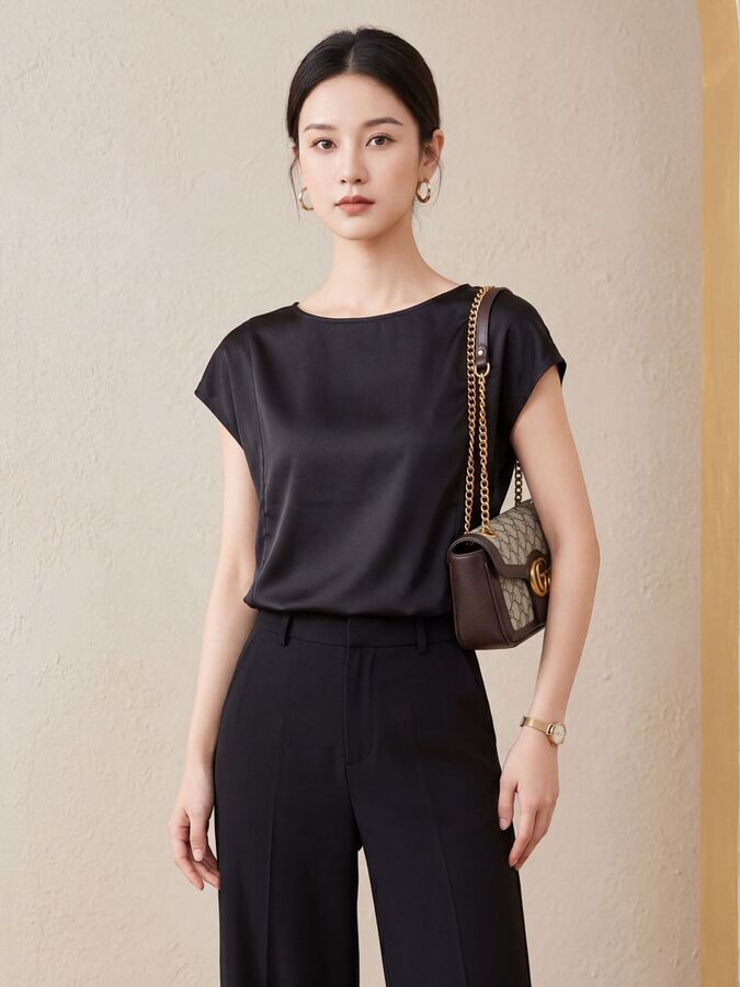 Silk Short Sleeve T Shirt