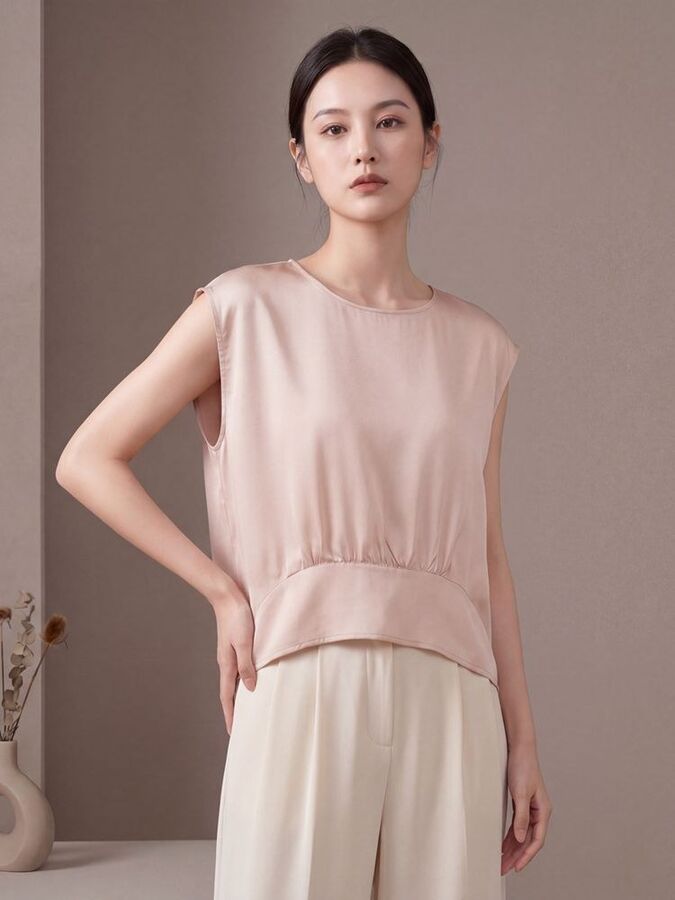 Silk Sleeveless T Shirt view 2