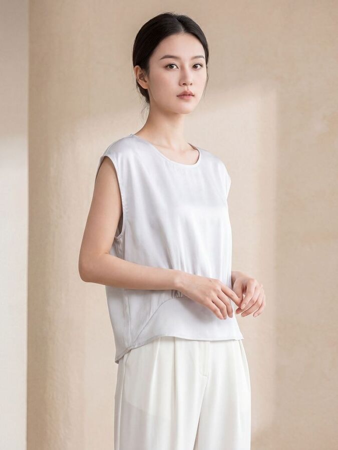 Silk Sleeveless T Shirt view 3