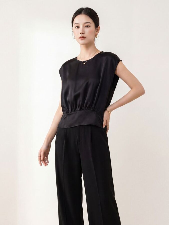 Silk Sleeveless T Shirt view 4