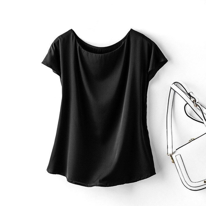 Blusa de Seda Manga Curta Lisa view 6