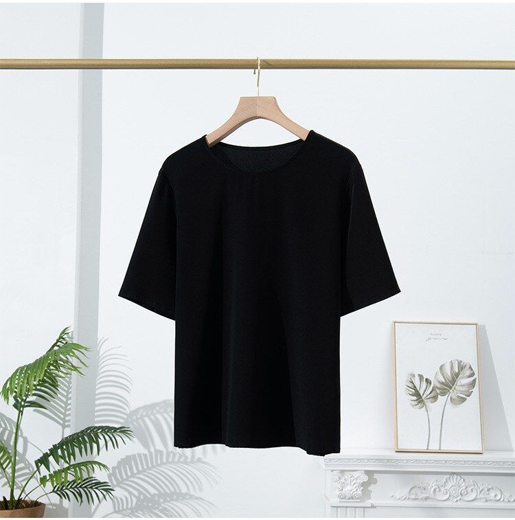 Solid Silk Short Sleeve Top view 6