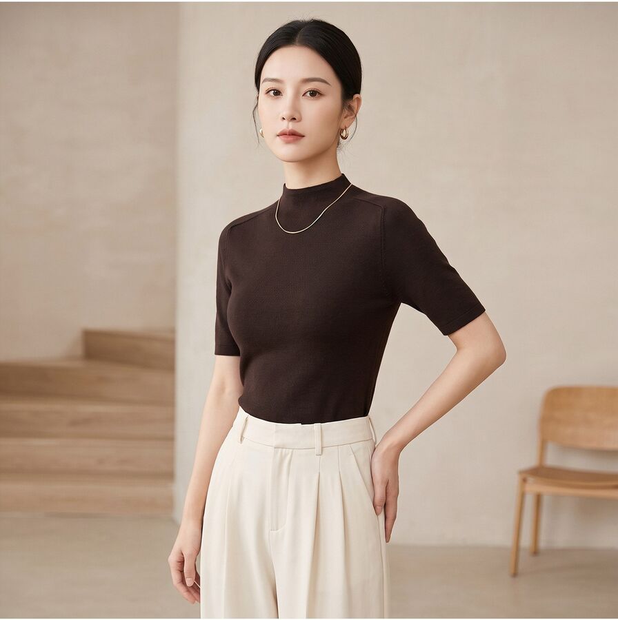 Solid Knit Short Sleeve Top view 10