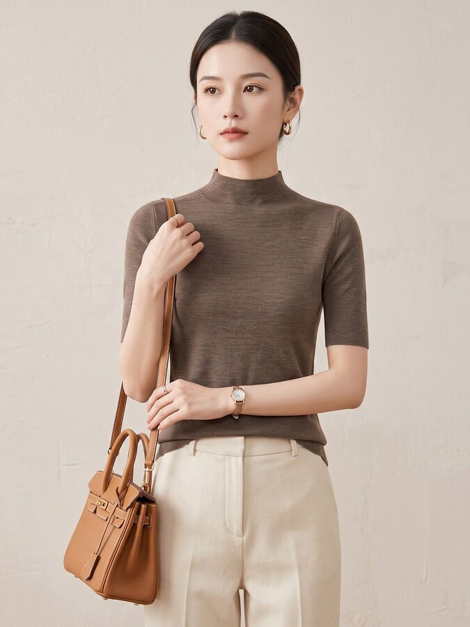 Solid Knit Short Sleeve Top view 2