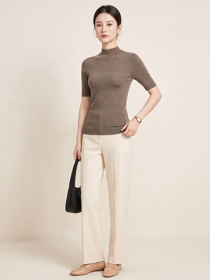 Solid Knit Short Sleeve Top view 5